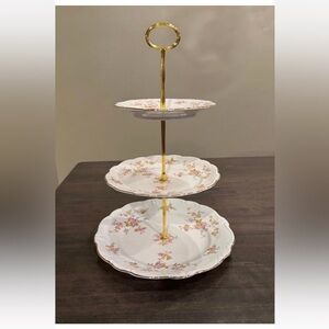 Vintage 1960s Johann Haviland Porcelain 3-Tiered Dessert Plate Stand